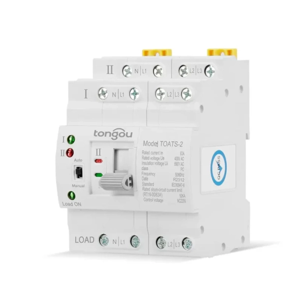 TOATS-4P DIN bėgelio ATS automatinis perjungiklis 110V 220V 63A trifazis