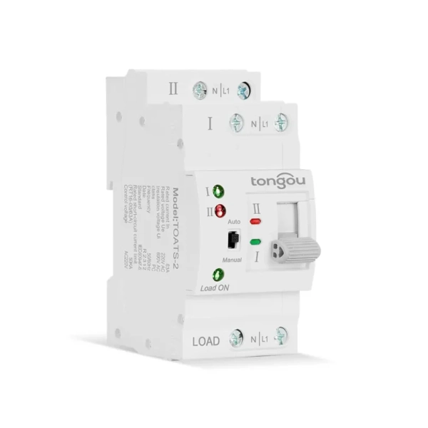 TOATS-2P DIN bėgelio ATS automatinis perjungiklis 110V 220V 63A vienfazis